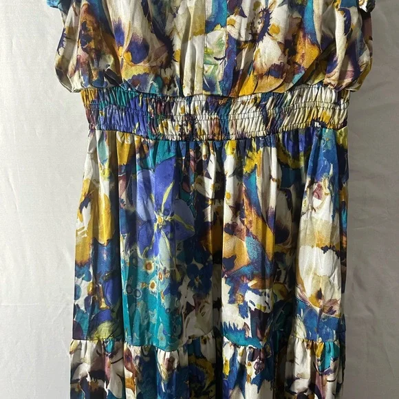 Nicole Miller Floral Maxi Dress in Blue, Teal & Gold - Picture 5 of 12